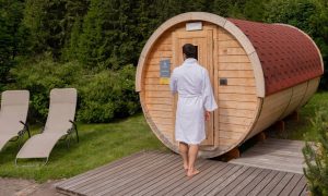 Outdoor private sauna in Selva Gardena